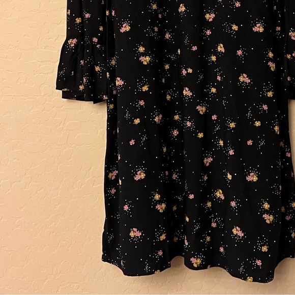 Old Navy Black Dress w/Pink & Yellow Floral Print & Tiny White Dots - Picture 8 of 15